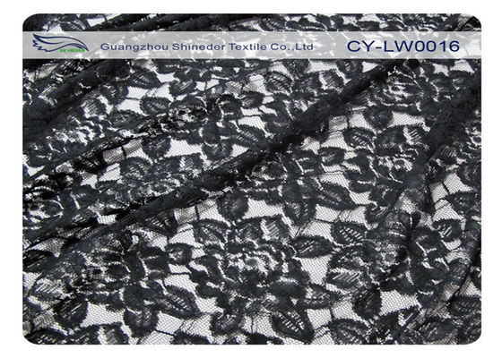 Hoa màu đen bông vải ren Nylon, 65% Nylon + 35% Cotton CY-LW0016